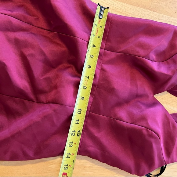 ALFRED SUNG v neck halter satin trumpet grown in Deep Red Maxi Dress - Picture 6 of 13